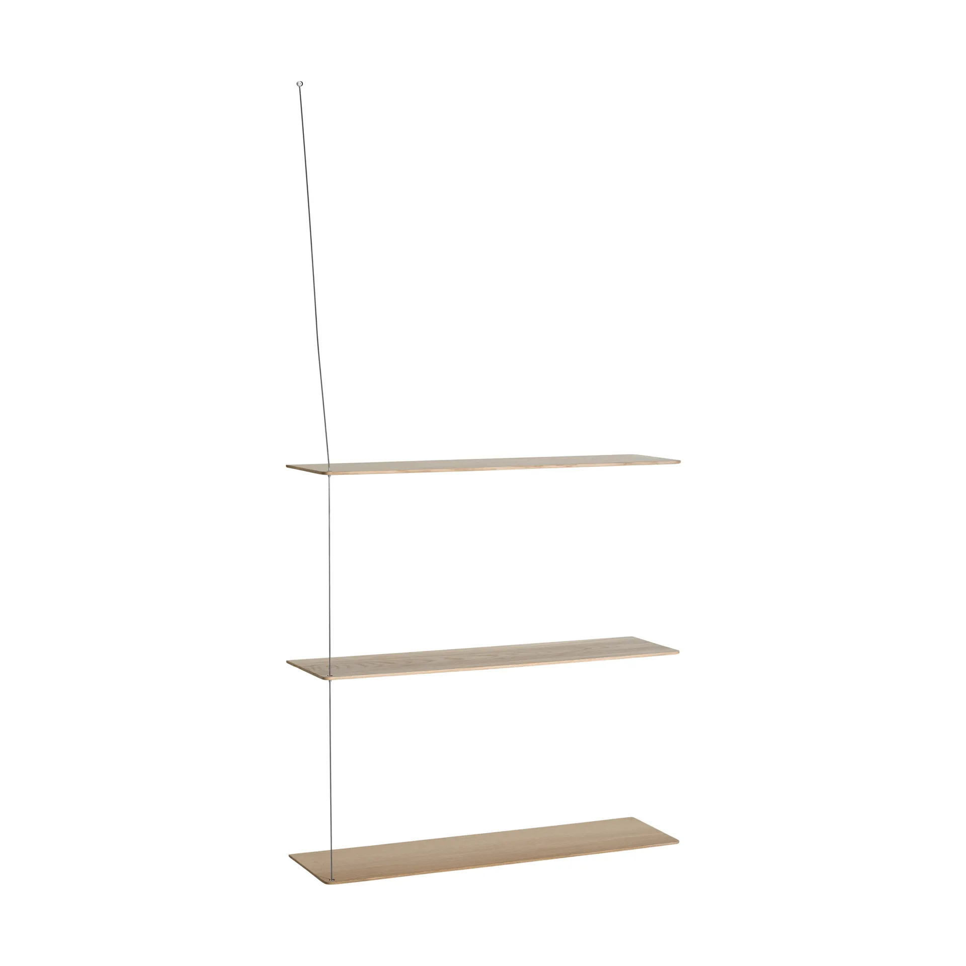 Stedge hylla, Vitpig. ek-borstat stål, 80 cm, 3 hyllplan Woud