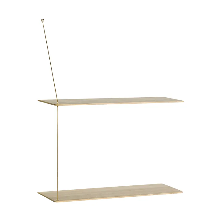 Stedge hylla - Vitpig ek-mässing, 60 cm, 2 hyllplan - Woud