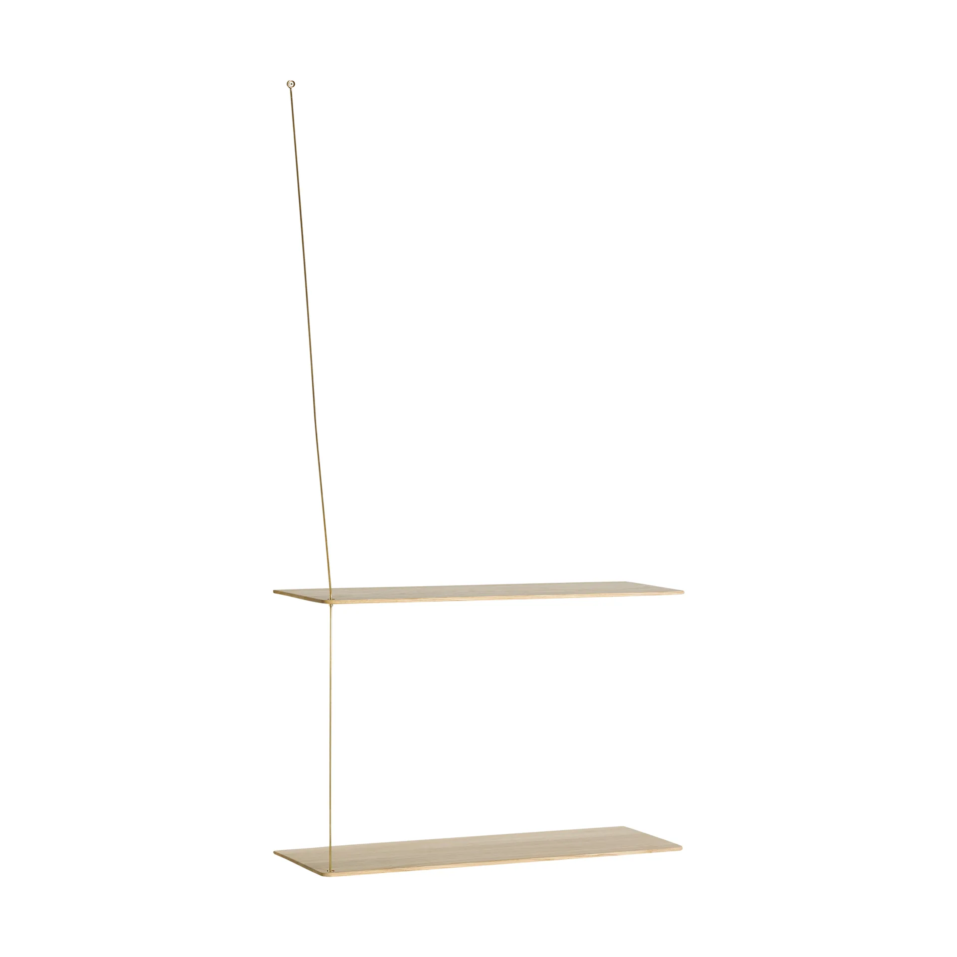 Stedge hylla, Vitpig ek-mässing, 60 cm, 2 hyllplan Woud