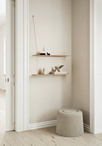 Stedge hylla - Vitpig ek-mässing, 60 cm, 2 hyllplan - Woud