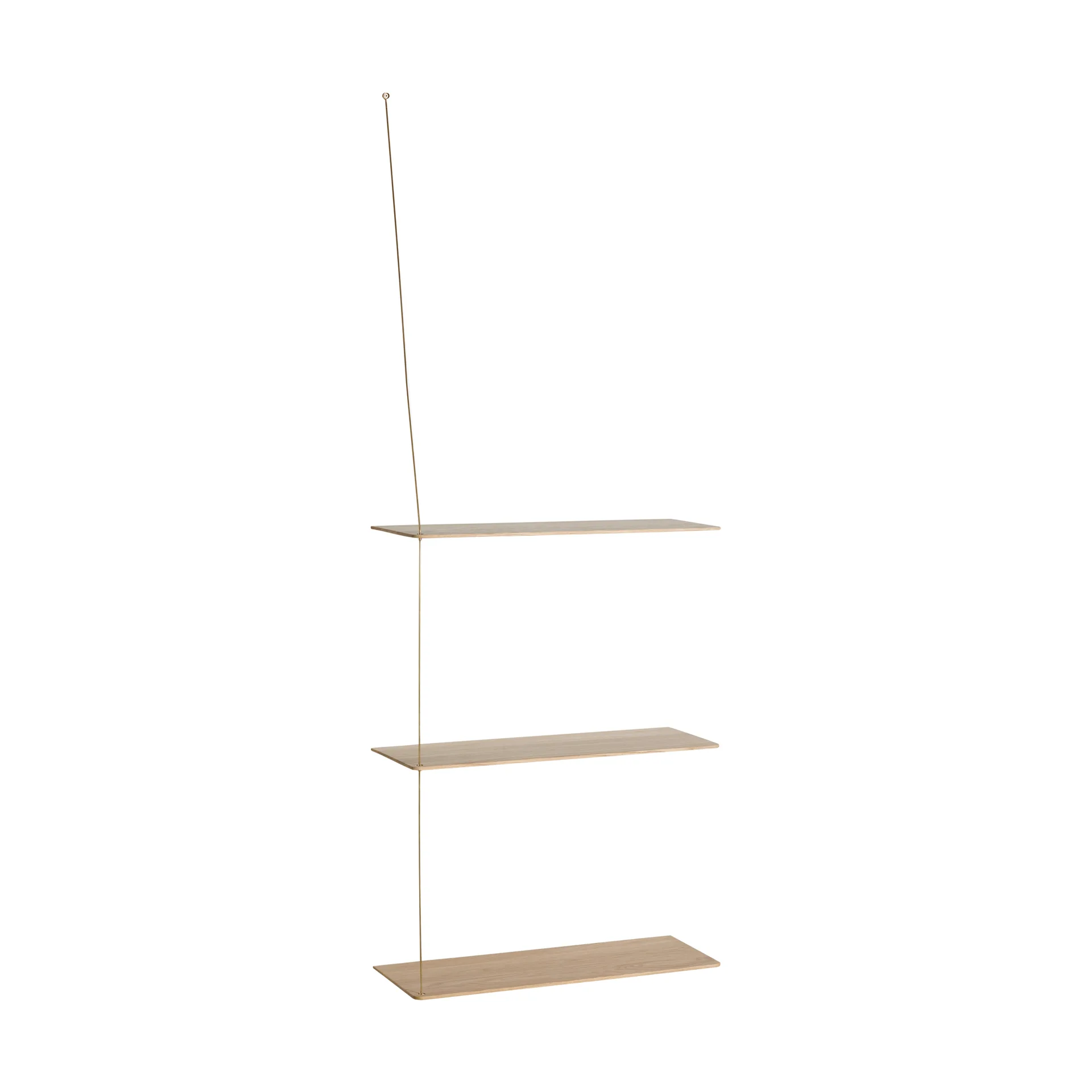 Stedge hylla, Vitpigmenterad ek-mässing, 60 cm, 3 hyllplan Woud