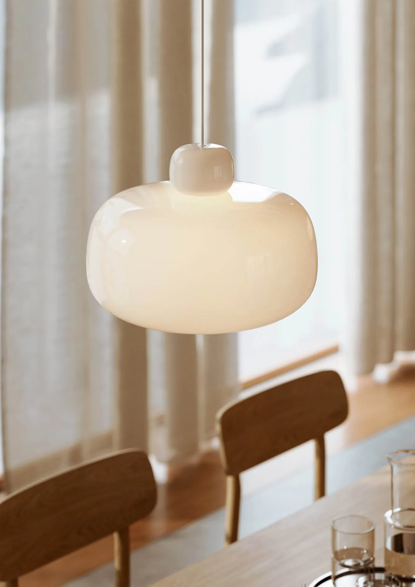 Stone pendel opalglas, Large, oval Woud
