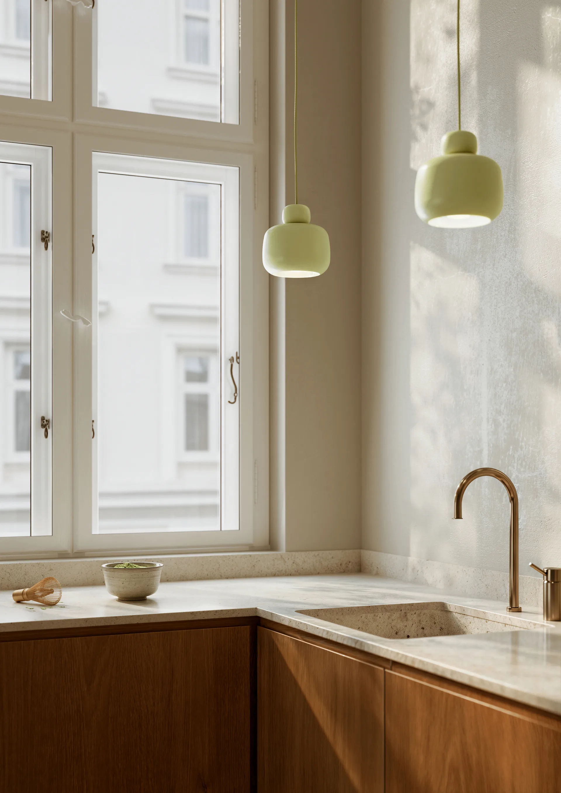 Stone pendel opalglas, Matcha green Woud