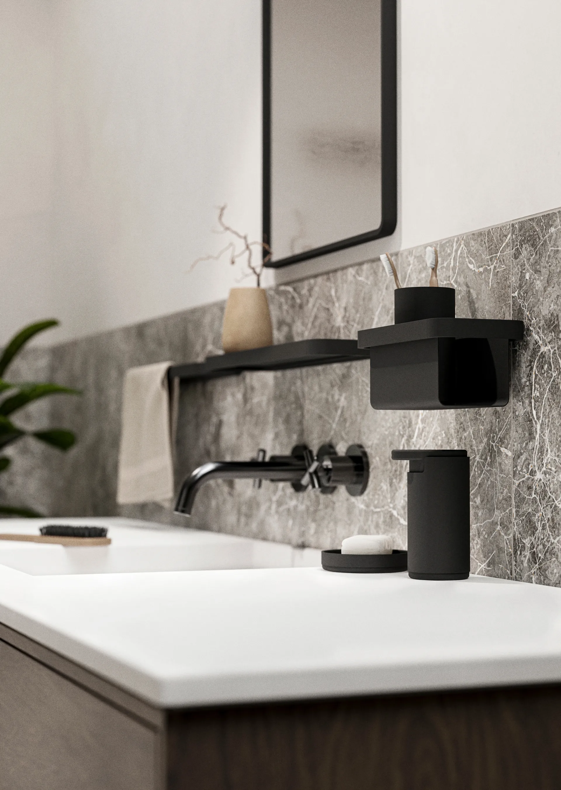 RIM duschhylla hög 11x22 cm, Black Zone Denmark