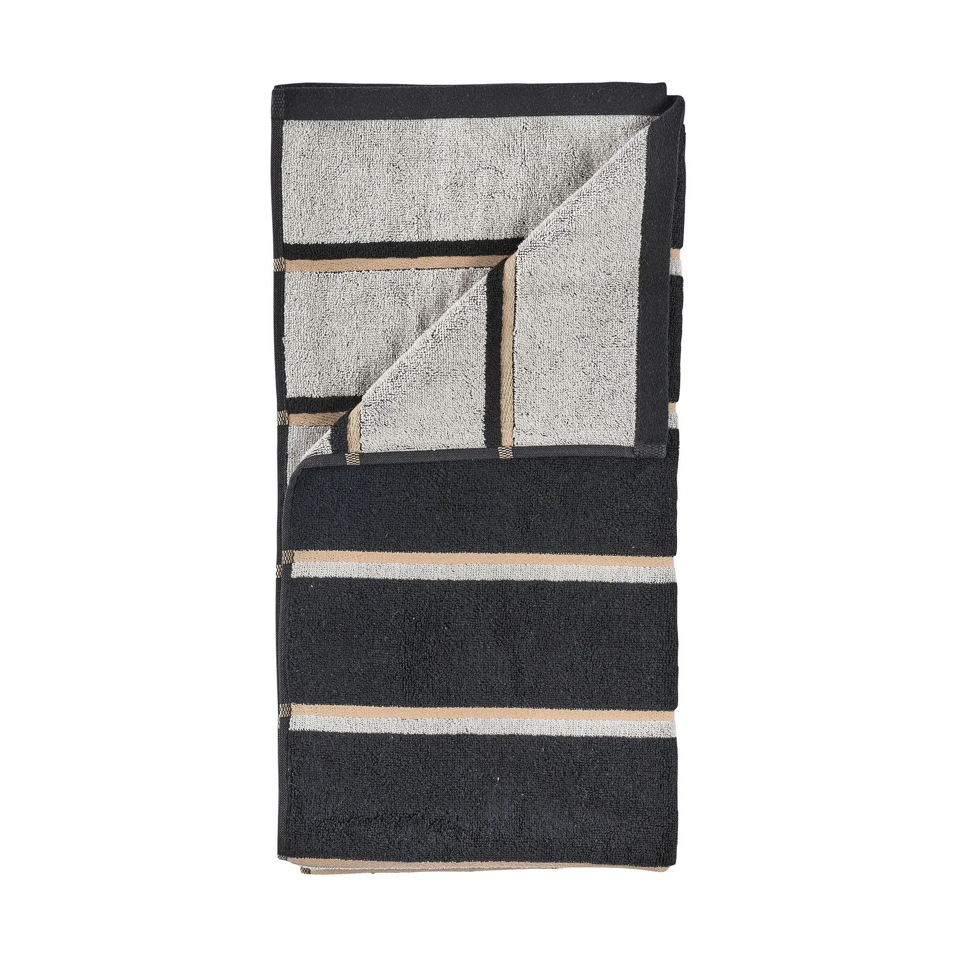 Sauna Handduk, Black-soft grey-camel, 70x140 cm Zone Denmark