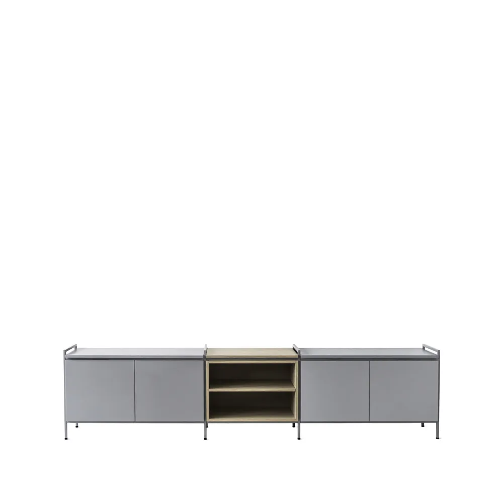 Molto Low sideboard, grå/ek, 3 sektioner Zweed