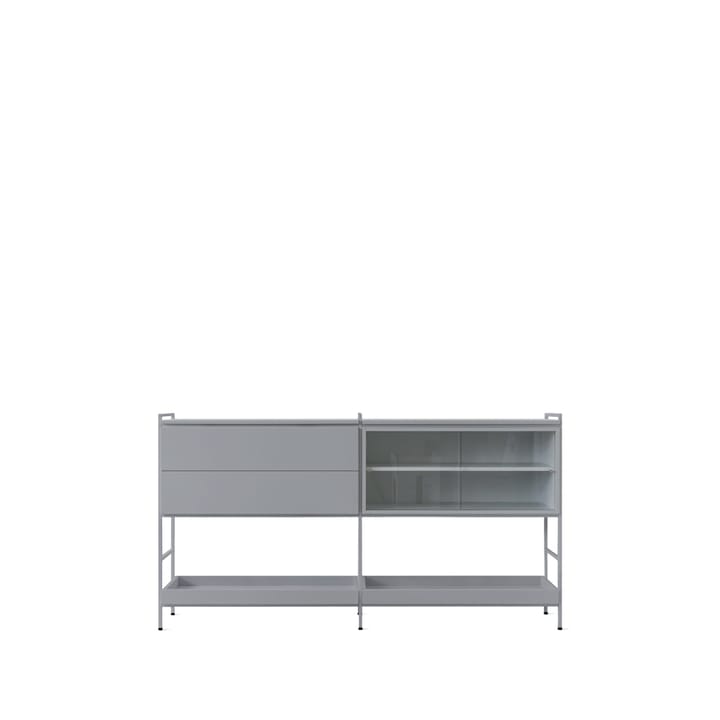 Molto Medium sideboard - grå, 2 sektioner med vitrin - Zweed