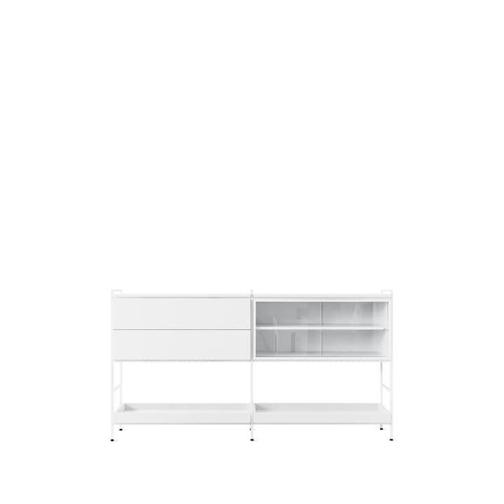 Molto Medium sideboard - vit, 2 sektioner med vitrin - Zweed