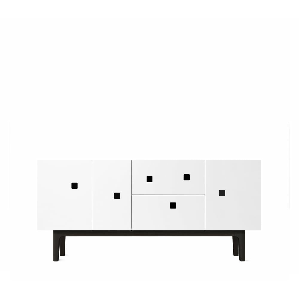 Zweed Peep M2 mediabänk vit, svartlack | Skandinavisk Design | Sideboards & Skänkar | Vit