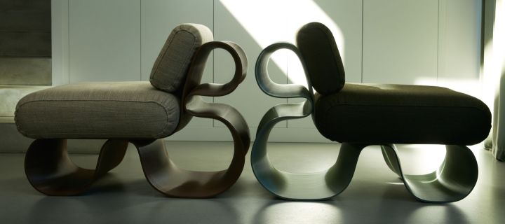 3D-printade möbler från återvunnet fiskenät från svenska varumärket Ekbacken Studios - här fåtöljen Eel. 