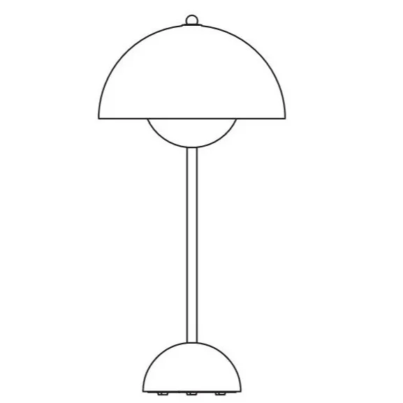 Bild som visar skiss på Flowerpot VP3 bordslampa.